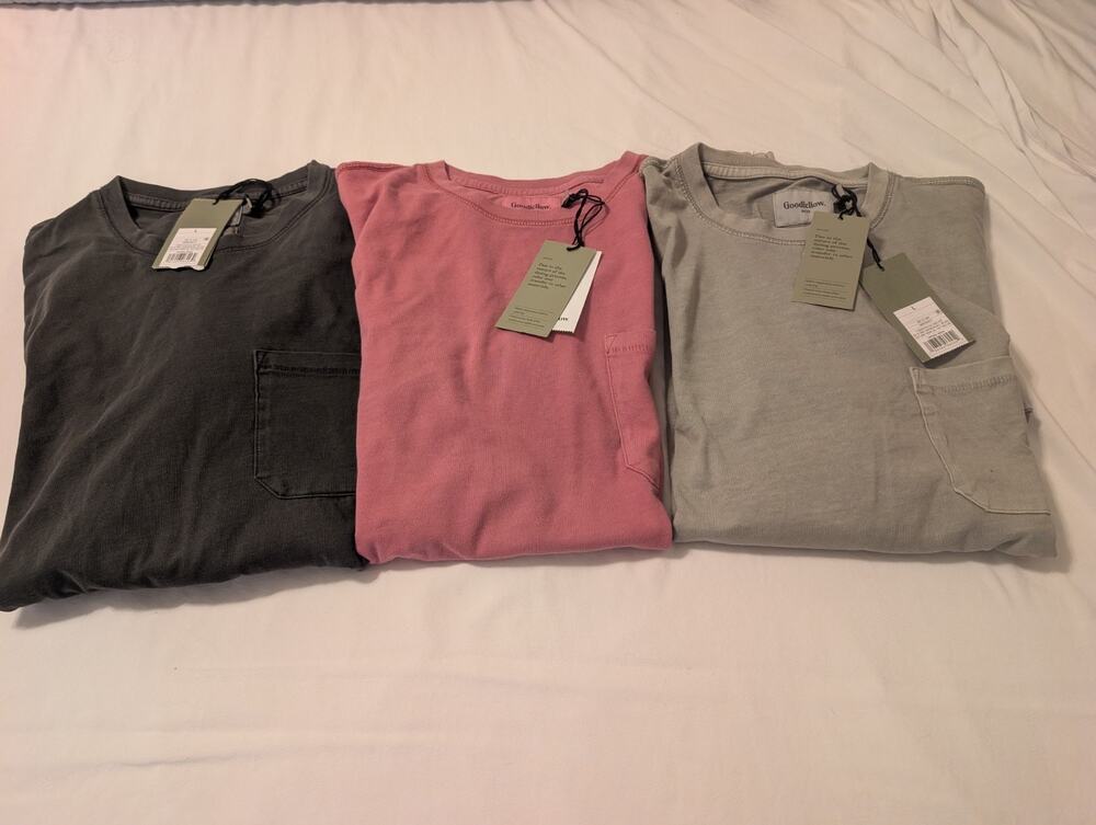 Goodfellow & Co Men’s Long Sleeve 100% cotton T-Shirt~Set of 3 -NWT Large